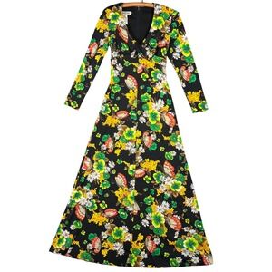 Vintage Eve Le Coq Babydoll Maxi Dress Fits M Butterfly Floral Print‎ MCM Boho